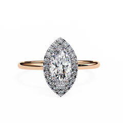 0.98 Carat Marquise Cut Halo Diamond Engagement Ring