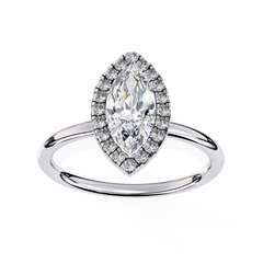 0.98 Carat Marquise Cut Halo Diamond Engagement Ring
