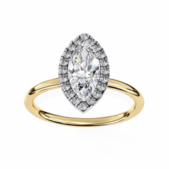 0.98 Carat Marquise Cut Halo Diamond Engagement Ring