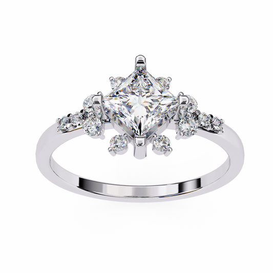 Heritage-Inspired 1.01 Carat Princess & Round Cut Diamond Ring – Model Princess