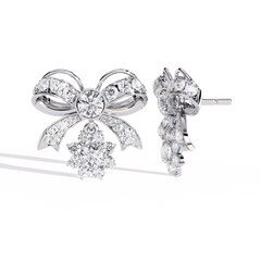 2.21 Carat Mode Bow and Drop Design Diamond Stud Earrings
