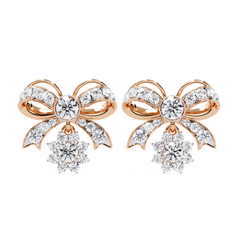 2.21 Carat Mode Bow and Drop Design Diamond Stud Earrings