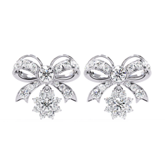 2.21 Carat Mode Bow and Drop Design Diamond Stud Earrings