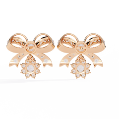 2.21 Carat Mode Bow and Drop Design Diamond Stud Earrings
