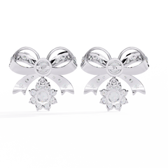 2.21 Carat Mode Bow and Drop Design Diamond Stud Earrings
