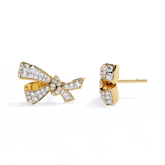 0.96 Carat Mode Bow Design Round Lab-Grown Diamond Stud Earrings