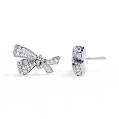 0.96 Carat Mode Bow Design Round Lab-Grown Diamond Stud Earrings