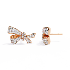 0.96 Carat Mode Bow Design Round Lab-Grown Diamond Stud Earrings