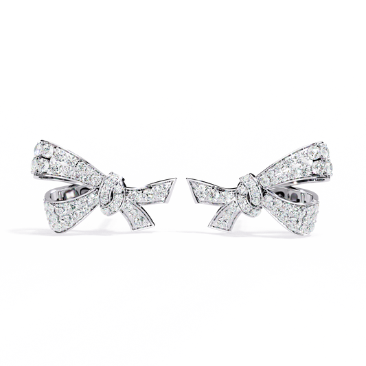 0.96 Carat Mode Bow Design Round Lab-Grown Diamond Stud Earrings