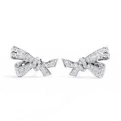 0.96 Carat Mode Bow Design Round Lab-Grown Diamond Stud Earrings