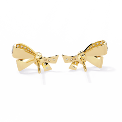 0.96 Carat Mode Bow Design Round Lab-Grown Diamond Stud Earrings