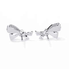 0.96 Carat Mode Bow Design Round Lab-Grown Diamond Stud Earrings