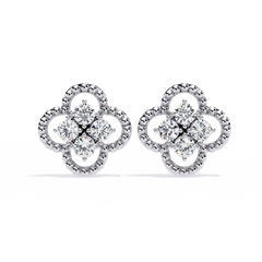 0.85 Carat Moissanite Clover Stud Earrings in 925 Sterling Silver
