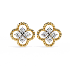 0.85 Carat Moissanite Clover Stud Earrings in 925 Sterling Silver