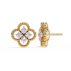 0.85 Carat Moissanite Clover Stud Earrings in 925 Sterling Silver