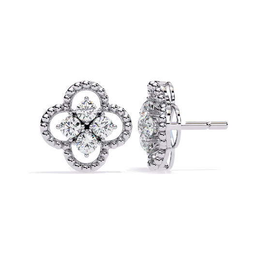 0.85 Carat Moissanite Clover Stud Earrings in 925 Sterling Silver