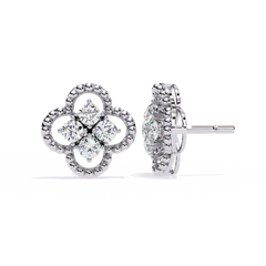 0.85 Carat Moissanite Clover Stud Earrings in 925 Sterling Silver
