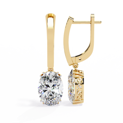 1.62 Carat Oval-Shaped Diamond Dangle Earrings in 14K Gold with Lever-Backs (G-H, VS2-SI1)