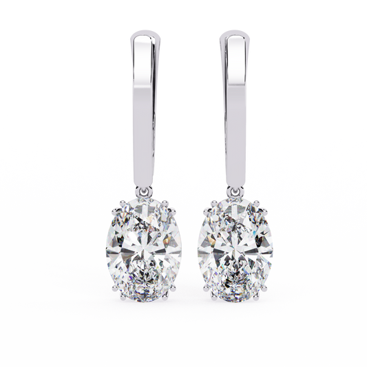1.62 Carat Oval-Shaped Diamond Dangle Earrings in 14K Gold with Lever-Backs (G-H, VS2-SI1)