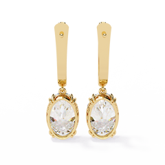1.62 Carat Oval-Shaped Diamond Dangle Earrings in 14K Gold with Lever-Backs (G-H, VS2-SI1)