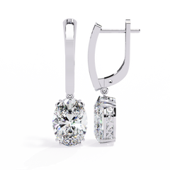 1.62 Carat Oval-Shaped Diamond Dangle Earrings in 14K Gold with Lever-Backs (G-H, VS2-SI1)