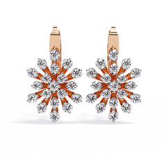 1.75 Carat Oval Diamond Dangle Earrings in 14K Gold with Lever-Back Closure