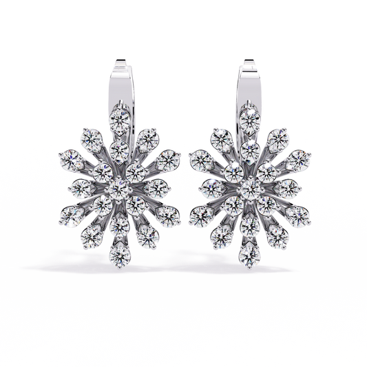 1.75 Carat Oval Diamond Dangle Earrings in 14K Gold with Lever-Back Closure