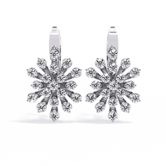 1.75 Carat Oval Diamond Dangle Earrings in 14K Gold with Lever-Back Closure
