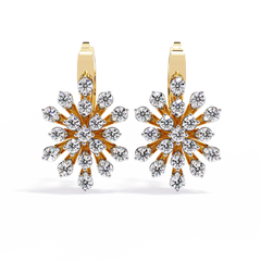 1.75 Carat Oval Diamond Dangle Earrings in 14K Gold with Lever-Back Closure