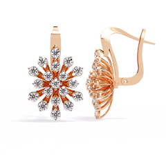1.75 Carat Oval Diamond Dangle Earrings in 14K Gold with Lever-Back Closure