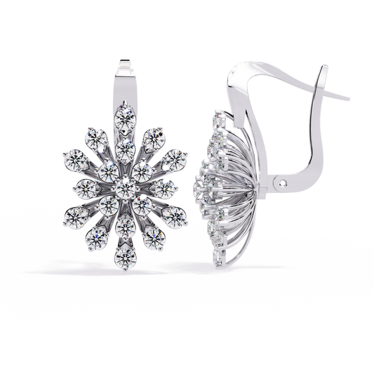 1.75 Carat Oval Diamond Dangle Earrings in 14K Gold with Lever-Back Closure
