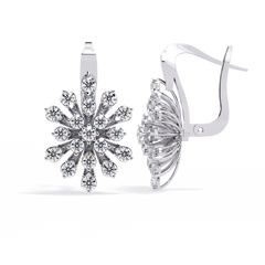1.75 Carat Oval Diamond Dangle Earrings in 14K Gold with Lever-Back Closure