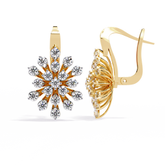 1.75 Carat Oval Diamond Dangle Earrings in 14K Gold with Lever-Back Closure