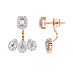 3.61 Carat Emerald and Pear-Cut Lab-Grown Diamond Stud Earrings in 14K Gold (Pair)