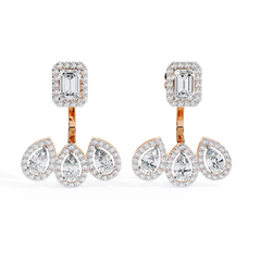 3.61 Carat Emerald and Pear-Cut Lab-Grown Diamond Stud Earrings in 14K Gold (Pair)
