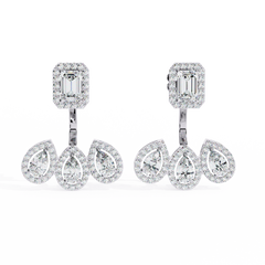 3.61 Carat Emerald and Pear-Cut Lab-Grown Diamond Stud Earrings in 14K Gold (Pair)