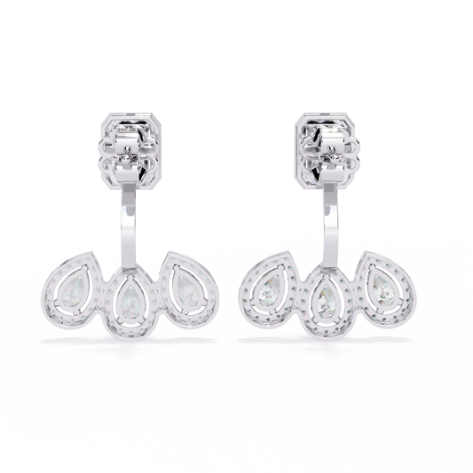 3.61 Carat Emerald and Pear-Cut Lab-Grown Diamond Stud Earrings in 14K Gold (Pair)
