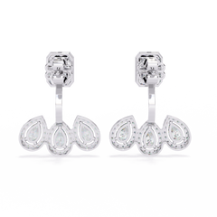3.61 Carat Emerald and Pear-Cut Lab-Grown Diamond Stud Earrings in 14K Gold (Pair)
