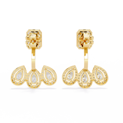 3.61 Carat Emerald and Pear-Cut Lab-Grown Diamond Stud Earrings in 14K Gold (Pair)