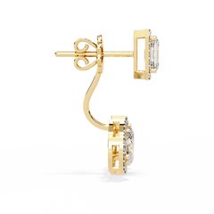 3.61 Carat Emerald and Pear-Cut Lab-Grown Diamond Stud Earrings in 14K Gold (Pair)