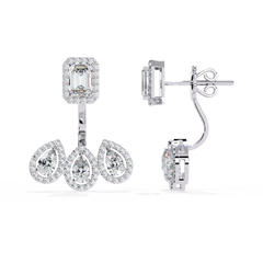 3.61 Carat Emerald and Pear-Cut Lab-Grown Diamond Stud Earrings in 14K Gold (Pair)