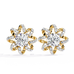 1.93 Carat Round Lab-Grown Diamond Stud Earrings in 14K Gold (Pair)