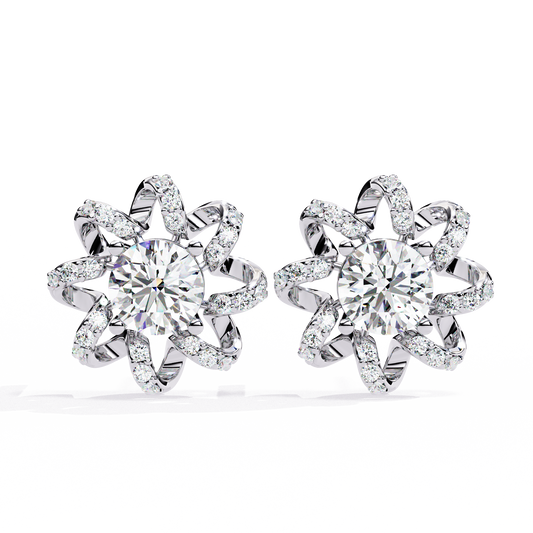1.93 Carat Round Lab-Grown Diamond Stud Earrings in 14K Gold (Pair)