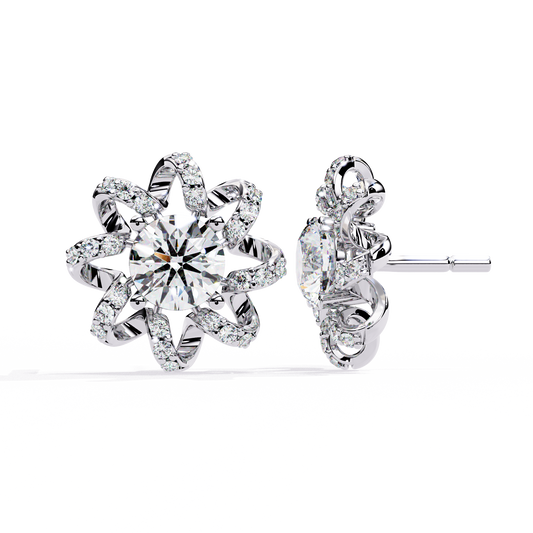 1.93 Carat Round Lab-Grown Diamond Stud Earrings in 14K Gold (Pair)