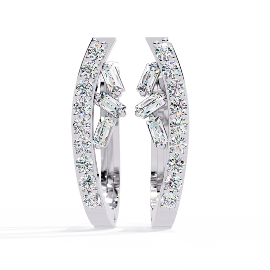 0.38 Carat Amaya Hoop Earrings with Baguette and Round Lab-Grown Diamonds