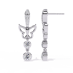 0.55 Carat Vanya Butterfly Design Round Lab-Grown Diamond Dangler Earrings