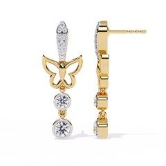 0.55 Carat Vanya Butterfly Design Round Lab-Grown Diamond Dangler Earrings