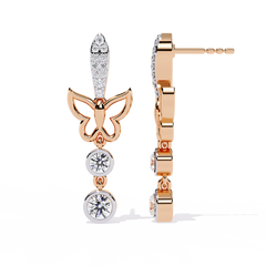 0.55 Carat Vanya Butterfly Design Round Lab-Grown Diamond Dangler Earrings