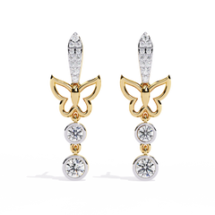 0.55 Carat Vanya Butterfly Design Round Lab-Grown Diamond Dangler Earrings