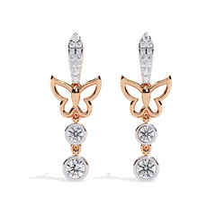 0.55 Carat Vanya Butterfly Design Round Lab-Grown Diamond Dangler Earrings